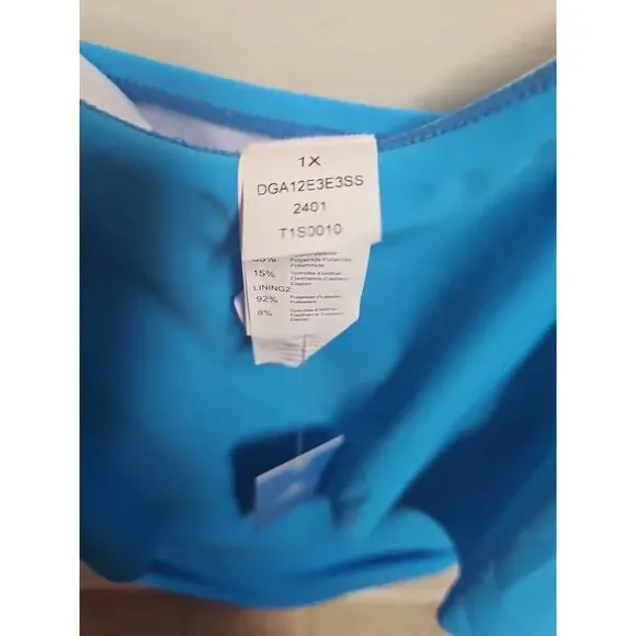 Cupshe Women's Plus Size Turquoise Ruffle Ruched One Piece Swimsuit Size 1X NWT - Picture 2 of 4